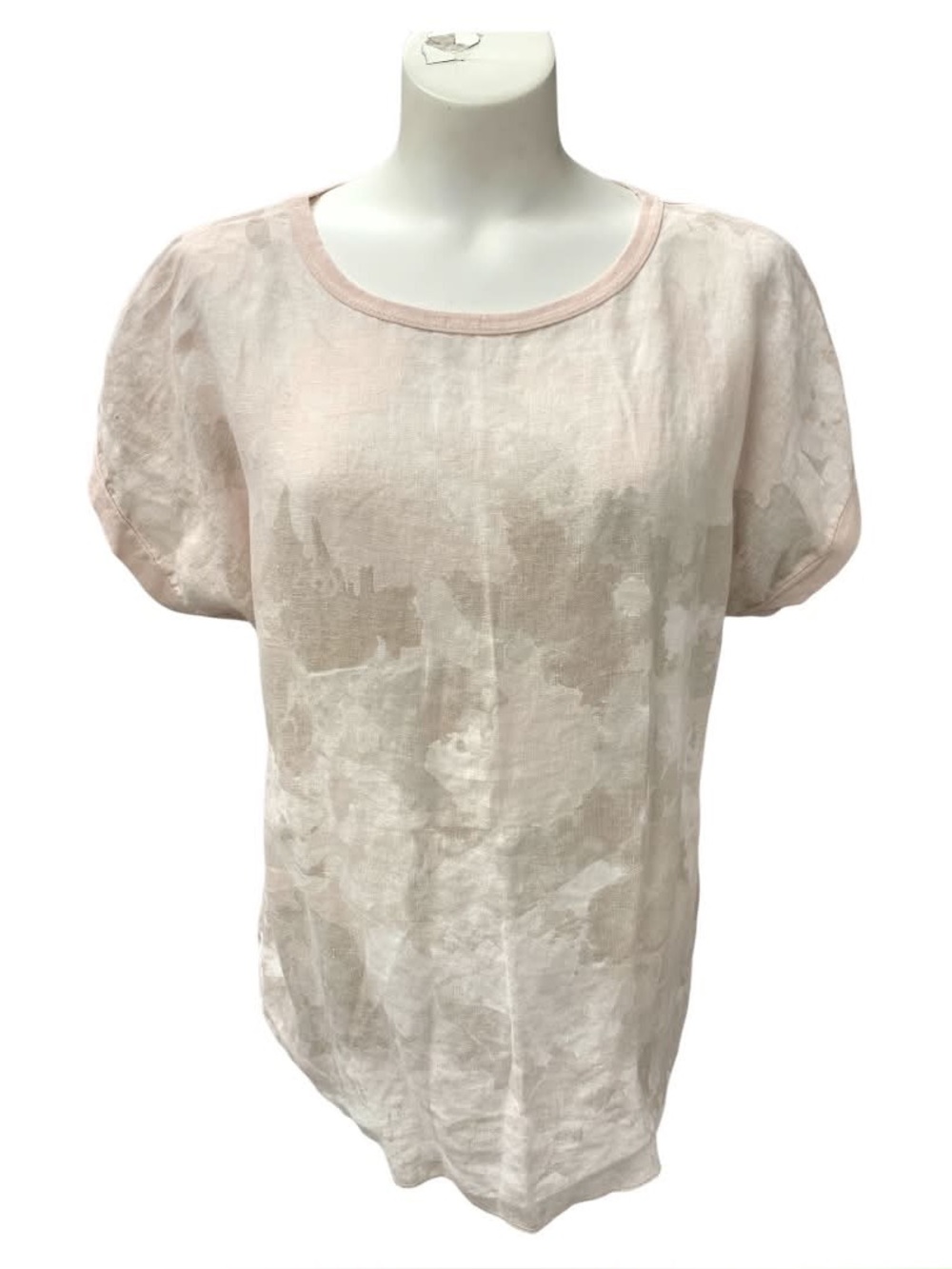 Pure Venice Short Sleeve Linen Tee in Soft Blush Size M